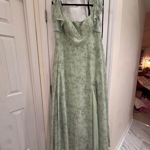Azazi “Bondi” Chiffon Green Fern A-Line Bridesmaids Dress